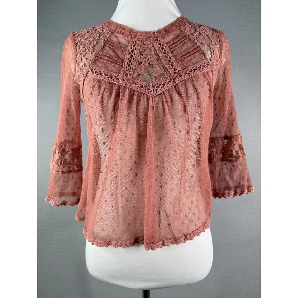 Free People Modern Romance Lace top Sz‎ XS Boho Cottagecore Fairycore Feminine